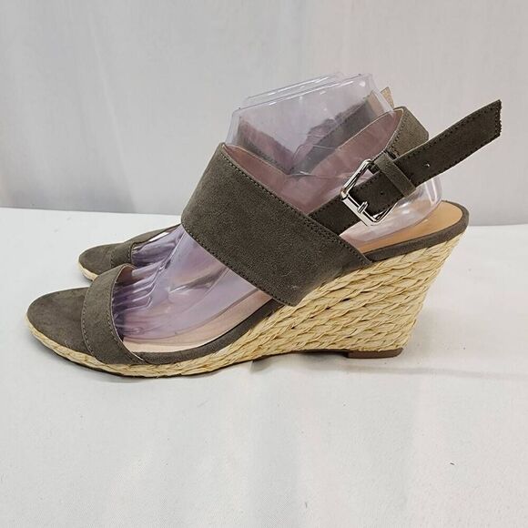 Dolce Vita Size 11 Wedge Heel Sandal Olive Faux Nubuck Suede - Picture 6 of 11